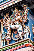 The great Chola temples of Tamil Nadu - the Sri Meenakshi-Sundareshwarar Temple of Madurai. The immense gopura gates of the outer walls. 